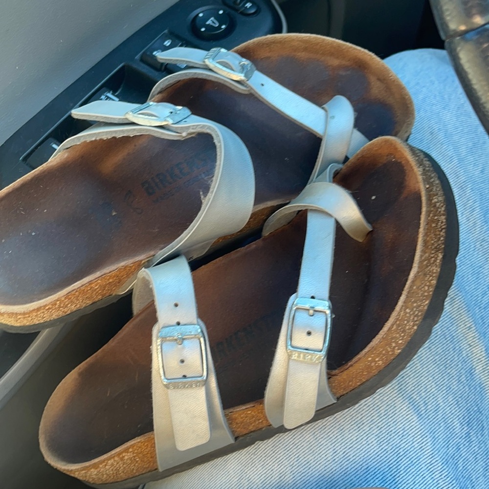 Silver birkenstocks